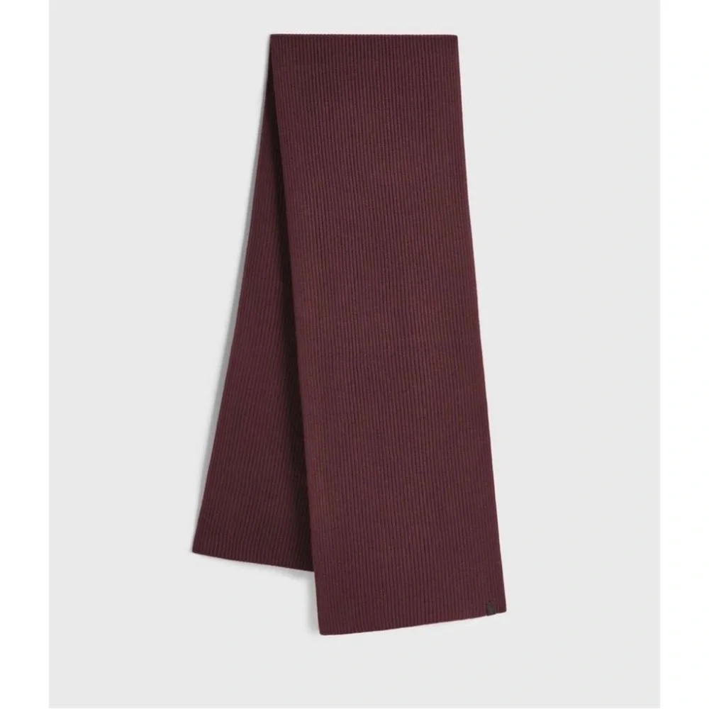 Allsaints Men's Narrow Rib Merino Wool Scarf - Maroon Red